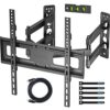 BONTEC Corner TV Wall Mount Bracket for 26-50 inch LED LCD Flat Curved TVs, Tilt Swivel Extendable Full Motion TV Bracket with Dual Articulating