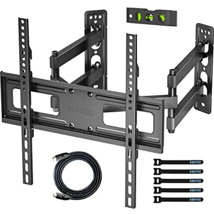 BONTEC Corner TV Wall Mount Bracket for 26-50 inch LED LCD Flat Curved TVs, Tilt Swivel Extendable Full Motion TV Bracket with Dual Articulating