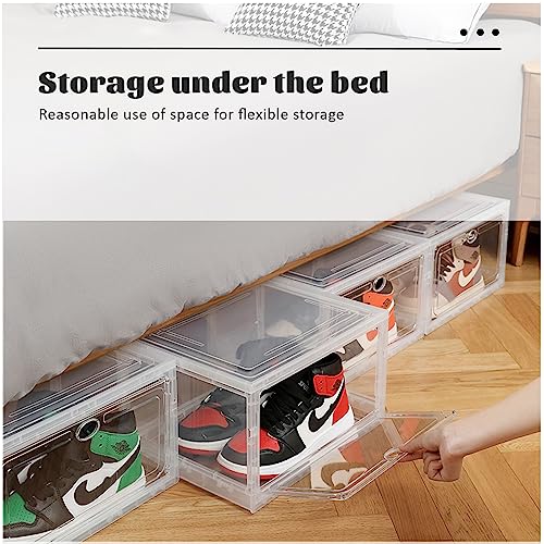 Lora Dew Shoe Storage Box,Acrylic Shoe Organizer with Magnetic Door,Clear Plastic Stackable Shoes Container for Closet,Sneaker Storage Boxes,Tran
