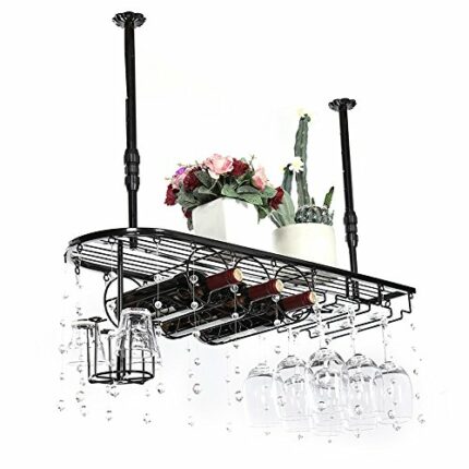 PIBM European Wine Rack Goblet Upside down Home Creative Living Room Decoration Crystal Section A, No Crystal Section b J1022, a , 80x25cm