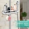 XMING Shower Bar, Shower Rack, No-hole Lifting Bar, No-nail Bathroom Tray, With Hook, Toilet To Store Flowers And Wine