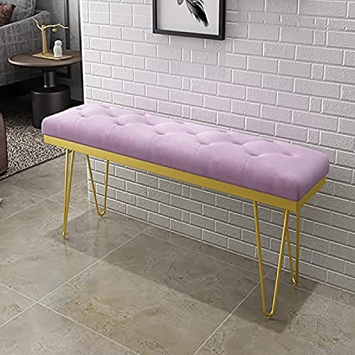 Luxurious Upholstered Bench Seat,Modern Velvet End Of Bed Bench With Golden Legs,Multifunction Entryway Bench,Light Blue,100X35X45Cm(39X14X18Inch