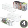 mDesign Set of 4 DVD Storage Container - DVD Holder with Grip - Plastic - DVD Storage Box for DVDs, CDs and Video Games - 40.6 cm x 14.6 cm x 12.