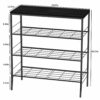 YBING Shoe Rack 4-Tier Shoe Organizer for Entryway 9-12 Pairs Shoe Storage Rack Freestanding Shoe Storage with 3 Metal Mesh Shelves and Wooden To