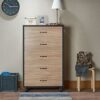 FGHOEV Chest In Weathered Light Oak Chest Of Drawers Suitable For Bedroom Living Room