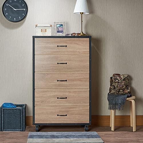 FGHOEV Chest In Weathered Light Oak Chest Of Drawers Suitable For Bedroom Living Room