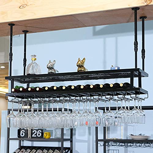 OUSIKA Wine Racks,Ceiling-Type Wine Holder/Adjustable Wine Bottle Holder Hanging Wine Glass Racks/Goblet Stemware Racks,60Cm