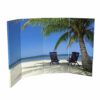 Red Lantern 3 ft. Short Double Sided Beach Canvas Folding Screen 4 Panel Freestanding Partition and Separator for Modern and Contemporary Bedroom