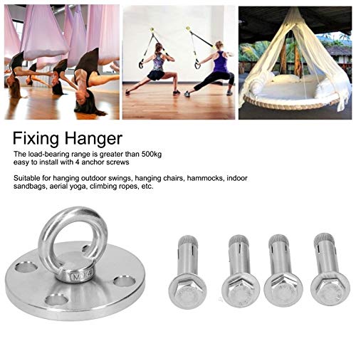 Fixing Hanger, 500kg Bearing Range Durable Silver Anti‑Rust Ceiling Mount Hook, Stainless Steel for Hanging Chair Outdoor Swing(DG-08)