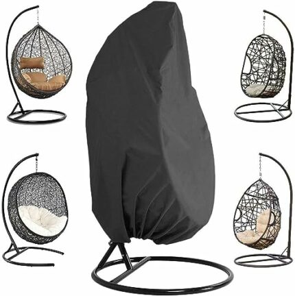TAAZZMART Patio Hanging Chair Cover - Waterproof Outdoor Hanging Egg Chair Cover with Durable Hem Cord, 210D Oxford Wicker Egg Swing Chair Cover