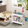 SOLEJAZZ 3-Tier Storage Trolley Cart Slide-out Slim Rolling Utility Cart Mobile Storage Shelving Organizer for Kitchen, Bathroom, Laundry Room, B