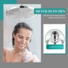 LONGHEXINA Shower Head High Pressure,Rainfall Shower Head 10 Inch, Adjustable Replacement Showerhead with Swivel Ball,Round Fixed Shower Head wit