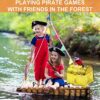 YOYIAG Pirate Treasure Chest Gold Treasure Chest Children's Birthday Plastic Pirate Retro Treasure Chest with Lock and Key Jewellery Storage Trea