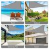 Sun Shade Sail Triangle 3x3x3m, Luckits Waterproof Garden Sail Triangle 160GSM Material Sunshade Cloth Anti-UV Sunscreen Awning Canopy, for Outdo