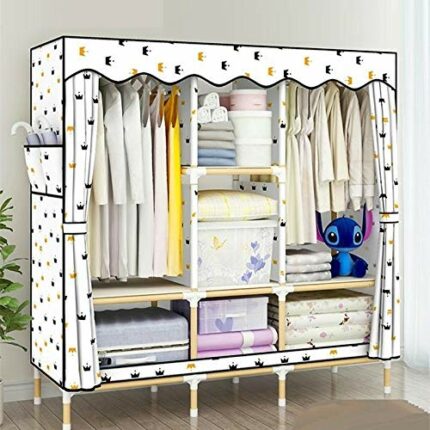 LUKEO Portable Wardrobe Closet Cloth Art Wardrobe Storage Bedroom Furniture Cabinet Wardrobe Non Woven Fabric Folding Bedroom Child Storage Cabin