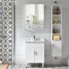 Warmiehomy Bathroom Mirror with LED Lights 700 x 500mm Wall Mounted Vanity Mirror LED Bathroom Mirror with Antifog Socket Touch Sensor