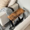 HOOBRO Slim Side Table, Narrow End Table, Industrial Bedside Tables with Magazine Holder Sling, Small Table for Small Spaces, Skinny Magazine Tab