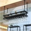 SUCHETA Hanging Wine Rack with Glass Holder and Shelf, Wine Racks, Hanging Wine Racks, Wine Glass Racks, Upside Down Home Bar, Wine Glass Racks,