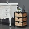 Wimarsbon Nightstand, Water Hyacinth Woven End Table, Side Table, Bedside Table with Bin Drawer, Drawer Dresser for Bedroom, for Living Room (Bla