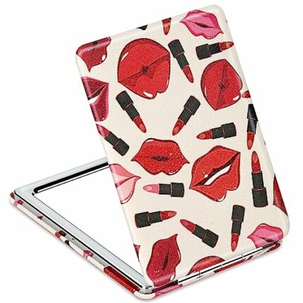 Premium Vanity Compact Makeup Mirror for Girls and Women, Stylish Slim Travel Cosmetic Mirrors for Pocket Purse Wallet Handbag, Portable Magnifyi