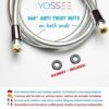 Yossee PVC Smooth Shower Hose 1.5M / 59 Inch with Anti-Twist Brass Connections - Universal Replacement, Flexible, Kink and Leak Proof