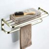-Shelf,Towel Rack Simple Towel Rack, Double Bathroom Shelf, Hotel,Niture, Brass, Storage Shelves, Gold, Easy to Install