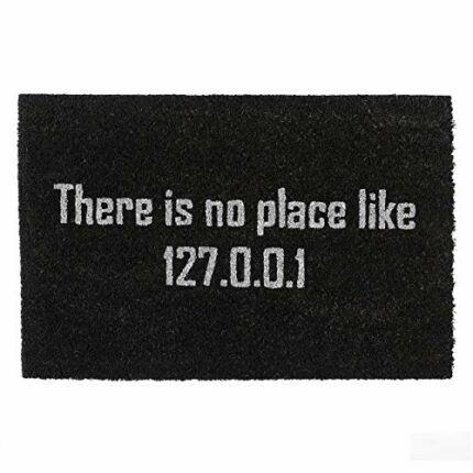 Relaxdays Door Mat Kokos There is no place like 127.0.0.1 Inches Nerd Door Mat Exterior and Inside, Coconut Mat 60 x 40 cm, Black, 1 Piece