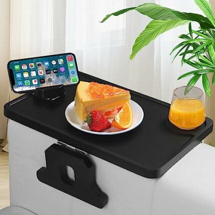 BELO VALE Sofa Tray, Rubberwood, Black (Cup Groove), Big