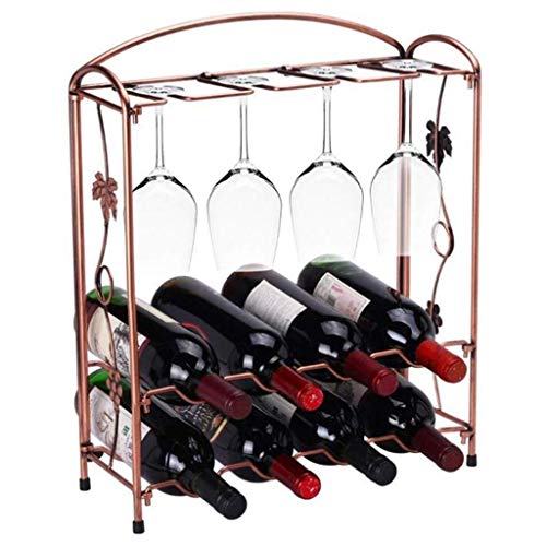 OUSIKA Wine Racks,Wine Bottle Rack,Free Standing Metal Wine Holder Iron Art 8 Bottles Wines Glass Racks for Bar Cabinet Pantry Kitchen Display Ra