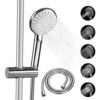Shower Head with Hose and Showerhead Holder Bracket, QIWODE Handheld Shower Universal Fitting with Adjustable 5 Sprays Modes for Slide Bar Adjust