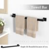 5-Pieces Matte Black Bathroom Accessories Set, 23.6 Inch Bath Towel Bar Set, SUS 304 Stainless Steel Bathroom Hardware Set, Towel Racks for Bathr