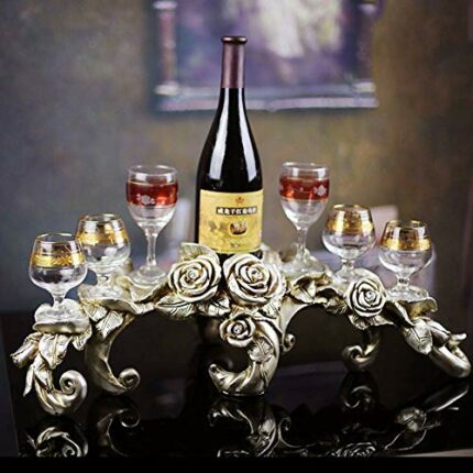 PIBM Stylish Simplicity Resin Crafts European-Style Home Decoration Rose Wine Rack Can Hold Six Wine Glasses Creative Gifts Wholesale (60 * 23 *