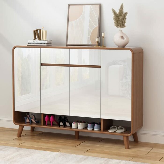 ZCMEB Multilayer Display Shoerack Wood Assembly Narrow Bedroom Shoe Rack Entryway Stackable