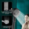Shower Head High Pressure Booster with 1.5 m Hose & Bracket, 2023 6 Modes Rain Power Shower, Waterfall Shower Heads with 65% Water Saving Stop, H