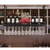 EYLINK Hanging Metal Wine Rack, 30-60Cm Height-Adjustable Iron Hanging Wine Glass Holder, With Wine Bottle Rack, Hanging Cup Rack Home Decoration