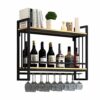 KEppd Wine Holder Wall Mount/Wall Wine Racks for Wine Bottles and Glasses Decor Rustic/Hanging Wine Holder/Wine Shelf Wall Mounted Glass Holder W
