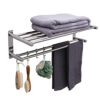 Towel Rails Wall Mounted Adjustable Towel Bars Stainless Steel Self Adhesive Towel Rack With Hooks 43-78CM Towel Shelves for Kitchen Bathroom (3