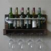 DLOETT Wooden Wine Rack- Rustic Wall Mounted Wine Racks,Metal Hanging Wine Rack,Home Room Living Room Kitchen Decor Display Rack