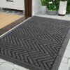 Yimobra Door Mat Outdoor Entrance with Water Freeing Port, Heavy Duty Durable Non Slip Front Doormat Outdoor for Home Entranway, Patio Entrance M