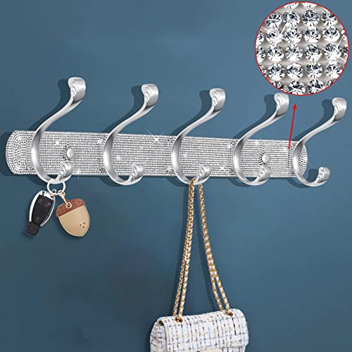 BlackFish Coat Rack Wall Mount,Rhinestone Type Wall Mounted Coat Rack - 4 Hooks,Purse Hanger,Coat Hanger Wall Mount,Wall Coat Rack for Bathroom K