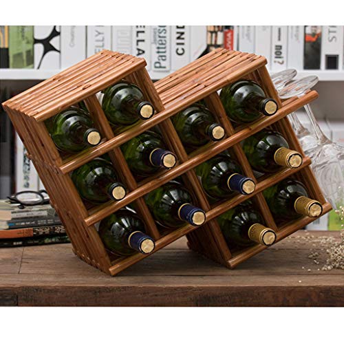 Yalych Wooden Countertop Cabinet Table Top Wine Bottle Storage Slots for 12 Bottles Able Top Wine Bottle Storage Slots for 3 Wine Glass Rack Hang