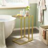HOOBRO C Shaped Side Table, Tempered Glass Gold Side Table, Under Sofa Table, Small Coffee Snack Table for Small Spaces, Laptop End Table for Liv