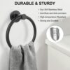 NileHome Towel Holder for Bathroom Wall Matte Black Towel Ring 304 Stainless Steel Hand Towel Holder Heavy Duty Towel Hanger for Bath, Kitchen