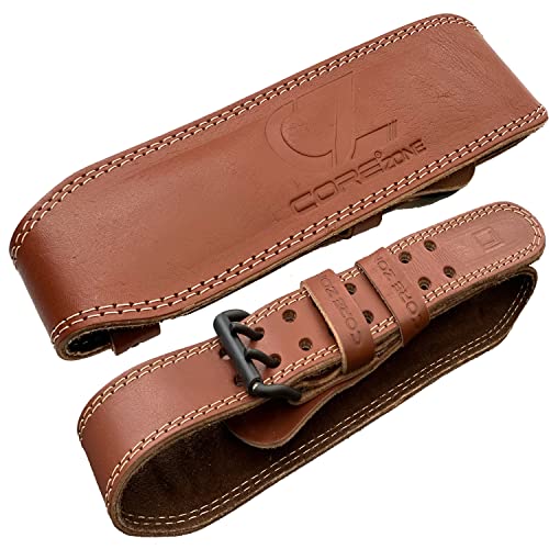 COREZONE Genuine Leather 4" Weight Lifting Belt for Men and Woman Gym Belt Lumbar Back Support for Deadlifts Squats Powerlifting Weightlifting He