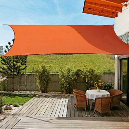 Sun Shade Sail Rectangle Waterproof Sun Shade 95% UV Block Sunscreen Awning Garden Beach Patio Canopy Orange 3x4m