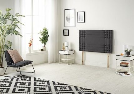 Somnior Beds Bed Centre Flexby Diamante Small Single 82cm Plush Black Headboard With Wooden Struts
