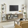 YMYNY Bookshelf Wall Mounted, Ladder Shelf, 5-Tier Bookcase Rack, Storage Unit with Metal Frame, Industrial Floating Wall Shelf for Living Room,