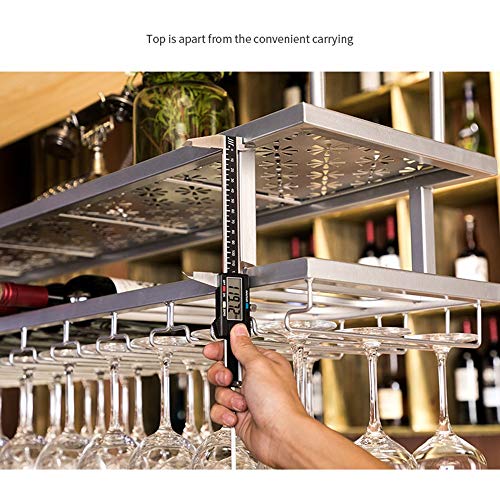 PIBM Double Layer Wine Rack Bar Fashion Creative Wine Glass Rack Suspension Ceiling Wine Rack Restaurant Wine Bottle Rack J1019, Silver , L80×W30