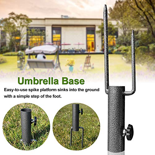 Happymore Umbrella Ground Spike Parasol Stand Holder, Metal Outdoor Stand Beach Insert Plug, Umbrella Base for Park Patio Garden