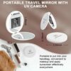 Hansong Compact Mirror with UV Camera for Sunscreen Coverage, Smart Travel Mirror for Testing Facial Sunscreen Portable Pocket Mirror Lighted Mak